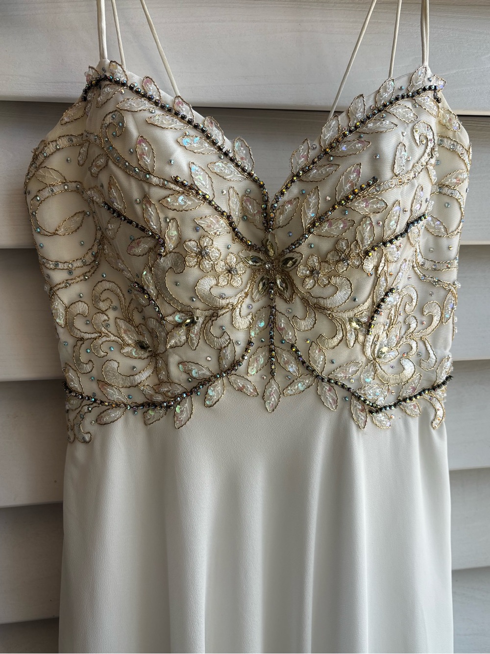 White by Sou Embroidered Lace Bodice Maxi Dress - Ivory / Off-White